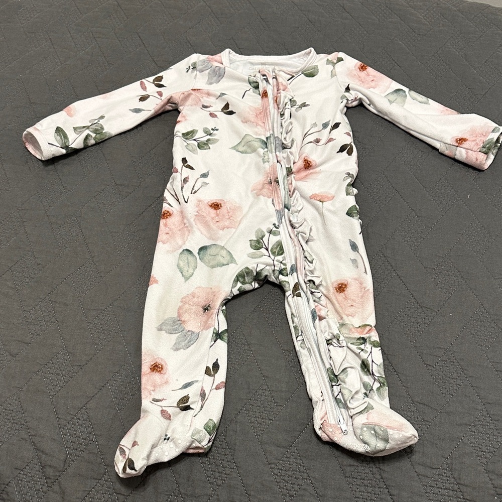 Caden Lane Millie's Dusty Rose Zipper Footie Pajamas